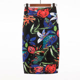 Vintage Ladies Pencil Skirts Midi Sexy OL Style Printed High Waisted Summer Party Skirt
