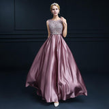 Elegant Evening Dress Long Appliques Lace Banquet Party Dress Stunning Satin Prom Dress