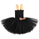 Black Gold Lol Surprise Dress for Girls Halloween Costumes Kids Girl Birthday Tutu Dresses with Golden Big Bow Headband Clothes