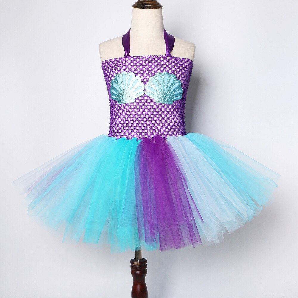 Little Mermaid Princess Dresses for Girls Dress Up Costumes for Kids Halloween Costume Baby Girl Tutu Dress for Birthday Party