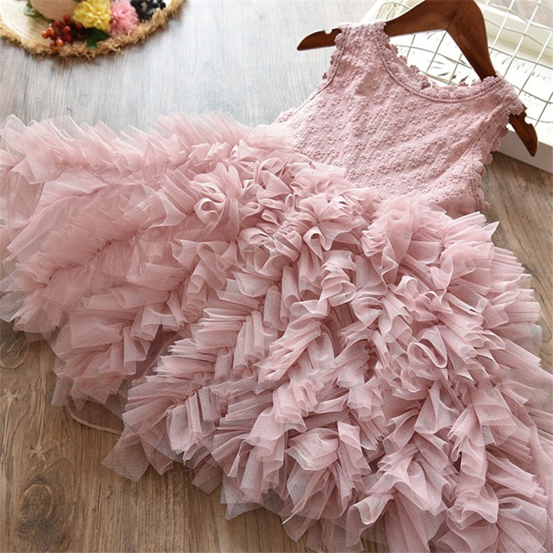 Baby Girls Dresses Smash Cake Dress Princess Costume Summer Girl Clothes Infantil Vestidos Fairy Pink Frocks Kids Casual Wear 8T