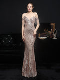 Women Gold Sequin Party Dress Strap Maxi Dress Sexy V Neck Beading Evening Dress
