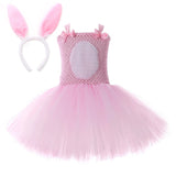 Pink Bunny Girl Costume Toddler Kids Rabbit Tutu Dress Outfits for Baby Girls New Year Birthday Dresses Easter Holiday Clothes