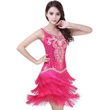 O Collar Sleeveless Beads Sequin Fringe Latin Dance Dress Competition Outfits Swing Tango Ballroom Jazz Party Costume