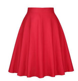 Solid Color Cotton Womens High Waist A-line Vintage Skirt Ladies Casual Black Plus Size Rockabilly Skirts Swing School Clothing