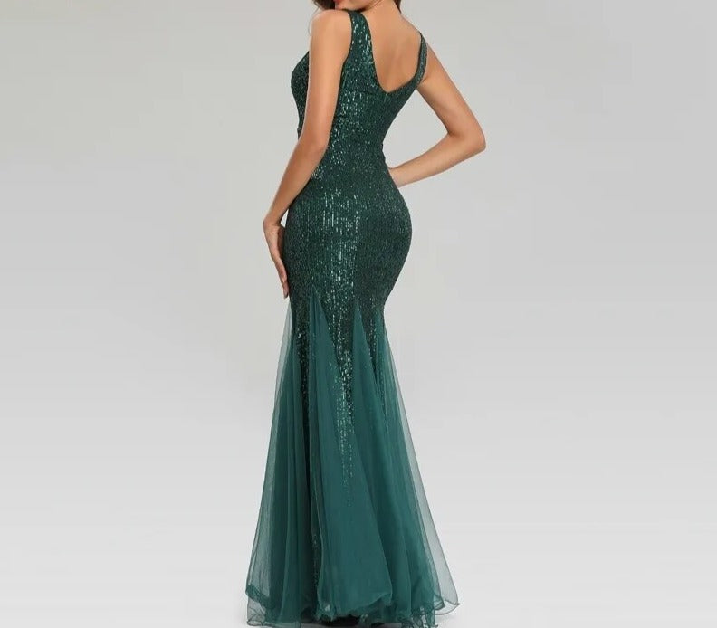 Green Evening Sleeveless Elegant Mermaid Long Formal Party Dress