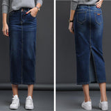 Casual Jeans Women Button Denim Skirts Long High Waist Solid Summer Skirt