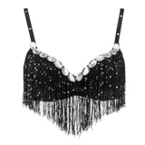 Belly Dance Sequin Tassel Party Bra top Dance Performance Diamond Fringe Bralette Crop Top Festival Clubwear