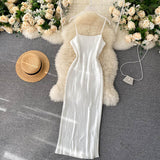 Sleeveless Summer Spaghetti Strap Sexy Shimmer Satin Elegant Party Ladies Slim Pleated Midi Dress