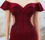 See-through Appliques Beaded Long Bridesmaid Dress Elegant Wedding Party Dress