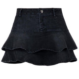Harajuku Punk Denim y2k Skirt With Shorts Ruffle Korean Streetwear Ladies Summer High Waist Jeans Shorts Skirts