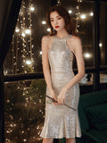 New Sliver Women Short Party Prom Dress Elegant Off Shoulder Beads Sequin Dress