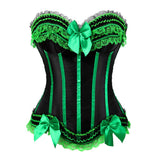 stripe green corset top with cup and mini skirt with shoulder straps bustier sexy lace lingerie Carnival dress body shaper