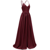 Long Formal Sleeveless Backless V Neck Slit Front Sexy Evening Gowns Runway Party Dresses