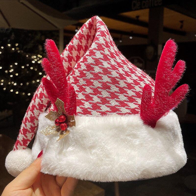 Christmas Hats Children Cartoon Elk Hat Christmas Ornaments Festival Gift Winter Plush Cap Adult Party Cosplay New Year Supplies