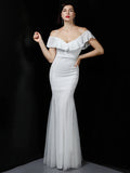 White Strap Dress Sequin Evening Dress Off Shoulder Women Long Formal Party Dress