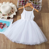 Girls Summer Solid Tulle Vest Dress Toddler Kids First Anniversary Prom Gown Children Sling Frock Baby New Year Party Clothes