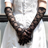 Floral Lace Long Gloves Black White Red Sexy Elbow Length Mittens Party Evening Gloves Accessories