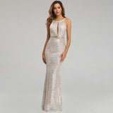 Sleeveless O-neck Evening Dress Sequins Mermaid Robe De Soriee Floor-Length Party Dress Sparkle New Formal Dress