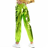 Shiny Holographic Pants Loose High Waist Metallic Trousers Dance Performance Hip Hop Pants Streetwear Joggers