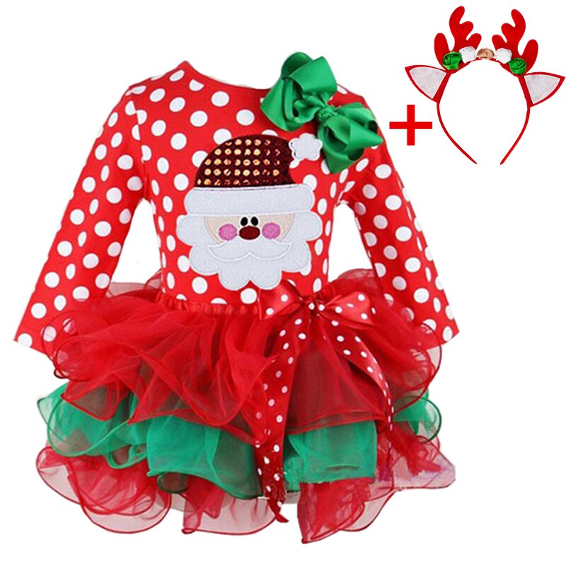 Red Christmas Party Girls Dress Santa Claus Costume Kids Dresses For Girls Xmas Gifts Children Sequined Clothes 2 3 4 5 6 Years