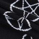 Halloween Gothic Black Knitted Cardigan Women Fairy Grunge Oversized Sweater Y2K Pentagram Print Long Sleeve Autumn Coats