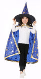 Children Halloween Costumes Wizard Witch Cloak Cape Robe with Pointy Hat Girls Boys Cosplay Props Kids Birthday Party Supplies