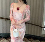 Winter Evening Party Dress Women Long Sleeve Black Velvet Midi Dress Lady Elegant Korean Fashion Slim Vintage Dress Bandage
