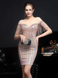 Off Shoulder Sexy Sequin Party Bodycon Dress Women Backless Evening Dress