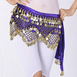 Women Sweet Bellydance Hip Scarf With Gold Coins Skirts Wrap Noisy Egyptian Dancing Hand Crocheted Bead Velvet Waist Belt