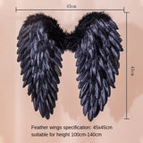 Black White Angel Feather Wings Holiday Party Props Scene Layout Kids Women Girls Catwalk Performance Show Cosplay Costume