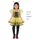 Kids Children Lovely Honey Bee Fairy Costumes for Girls Halloween Carnival Christmas New Year Party Fancy Dress Wings