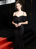 Navy Blue Formal Evening Dresses Mermaid Elegant Evening Dress Long Leaf edge Sling Prom Gowns Backless Robe De Soriee