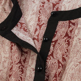 2023 Color Block Vintage Floral Print Elegant Party Midi Dresses for Women O-Neck Button Up Elastic Waist Robe Clothing