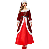 Deluxe Velvet Women Christmas Costume Cosplay Santa Claus Uniform Suit Adults Woman Holiday Xmas Long Dress Robe Gowns