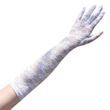 Floral Lace Long Gloves Black White Red Sexy Elbow Length Mittens Party Evening Gloves Accessories