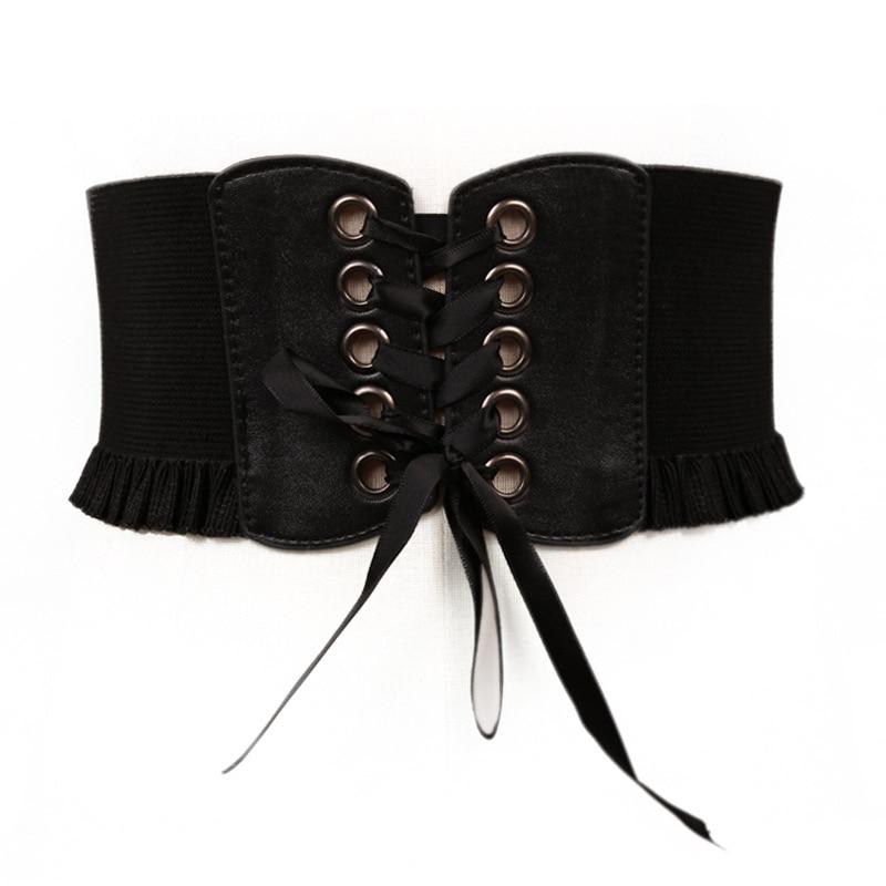 2023 Fashion wide corset belt female elastic waist belt 50s 60s vintage stretch dress corset ladies waist Solid Color