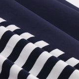 Vintage Retro Cotton Black Navy Blue Striped Patchwork Robe Pin Up Swing Women Casual Dresses