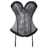 Women fashion sexy brocade floral lace overbust corset bustier waist cincher body shaper burlesque vintage corset lingerie top