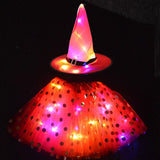 Women Kids Girl LED Glowing Light Up Witch Hat Skirt Wizard Cosplay Props Birthday Party Gift New Year Halloween Costume