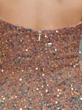 Spaghetti Strap Sleeveless Party Dress Shinning Color Sequins Prom Dress Mermaid Slim Floor Length