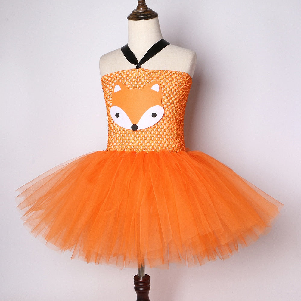 Orange Fox Girls TuTu Dress Children Animal Costume Cartoon Kids Birthday Dresses for Baby Girls Halloween Cosplay Costumes Cute