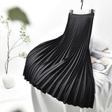 Women Long High Quality A-Line Pleated High Waist Vintage Zipper Elegant Skirts