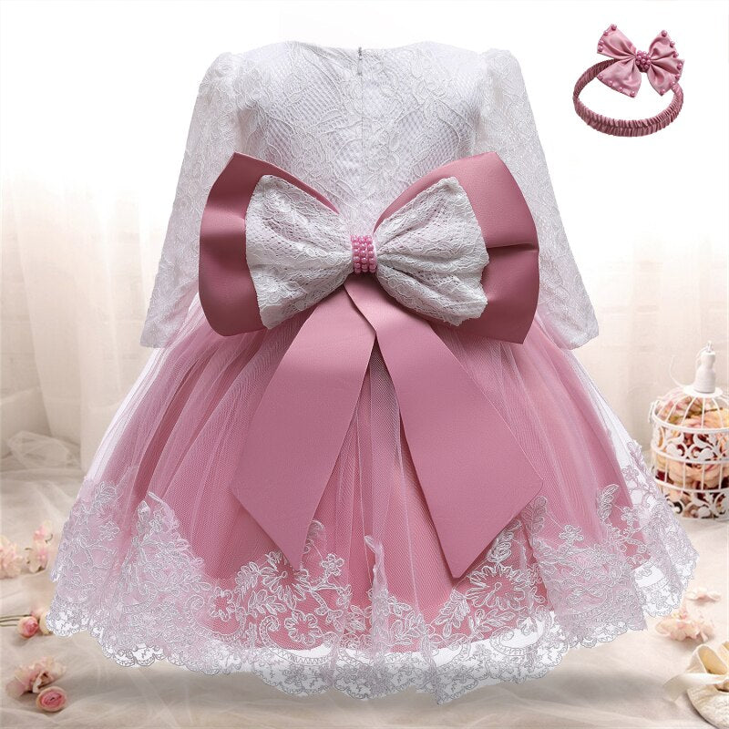Baby Girls Winter Dress Newborn Princess 1st Birthday Party Tutu Lace Flower Christening Gown Infant Christmas Baptism Clothes