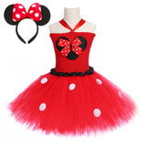 Baby Girls Minnie Dress with Headband Toddler Polka Dots Costume for Kids Girl Tutu Dresses Outfits Children Birthday Clothes