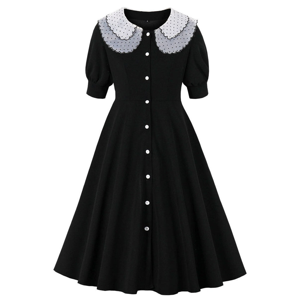 Single Breasted Black Party Midi High Waist Shirt Dress Elegant Office Ladies Tunic Pleated A Line Dresses for Women Y2K