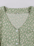 Women Spring Flower Print Tunic Midi Dress Boho 2022 Summer Short Sleeve Office Shirt Dress 50s 60s Female A Line Party Vestidos