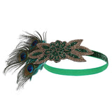 1920s Peacock Feather Headpiece Flapper Accessories Women Art Deco 20s Great Gatsby Showgirl Headband Costume Party Hairband