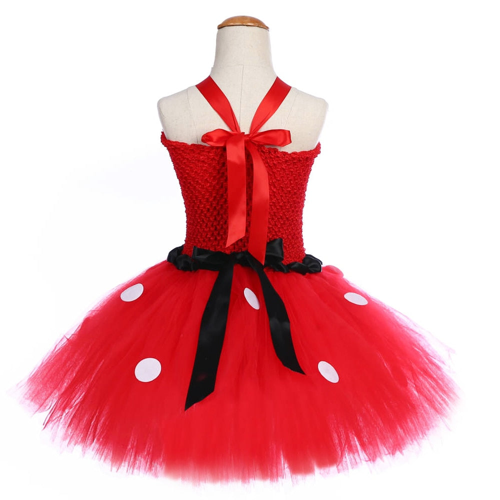 Baby Girls Minnie Dress with Headband Toddler Polka Dots Costume for Kids Girl Tutu Dresses Outfits Children Birthday Clothes