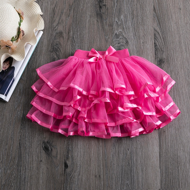 Girls Tutu Skirts For Baby Kids Pettiskirt Tulle Cake Layer Dance Party Ballet Faldas Elastic Skirt Children Clothes